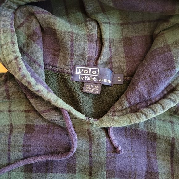 Polo by Ralph Lauren size large blue and green plaid sweatshirt